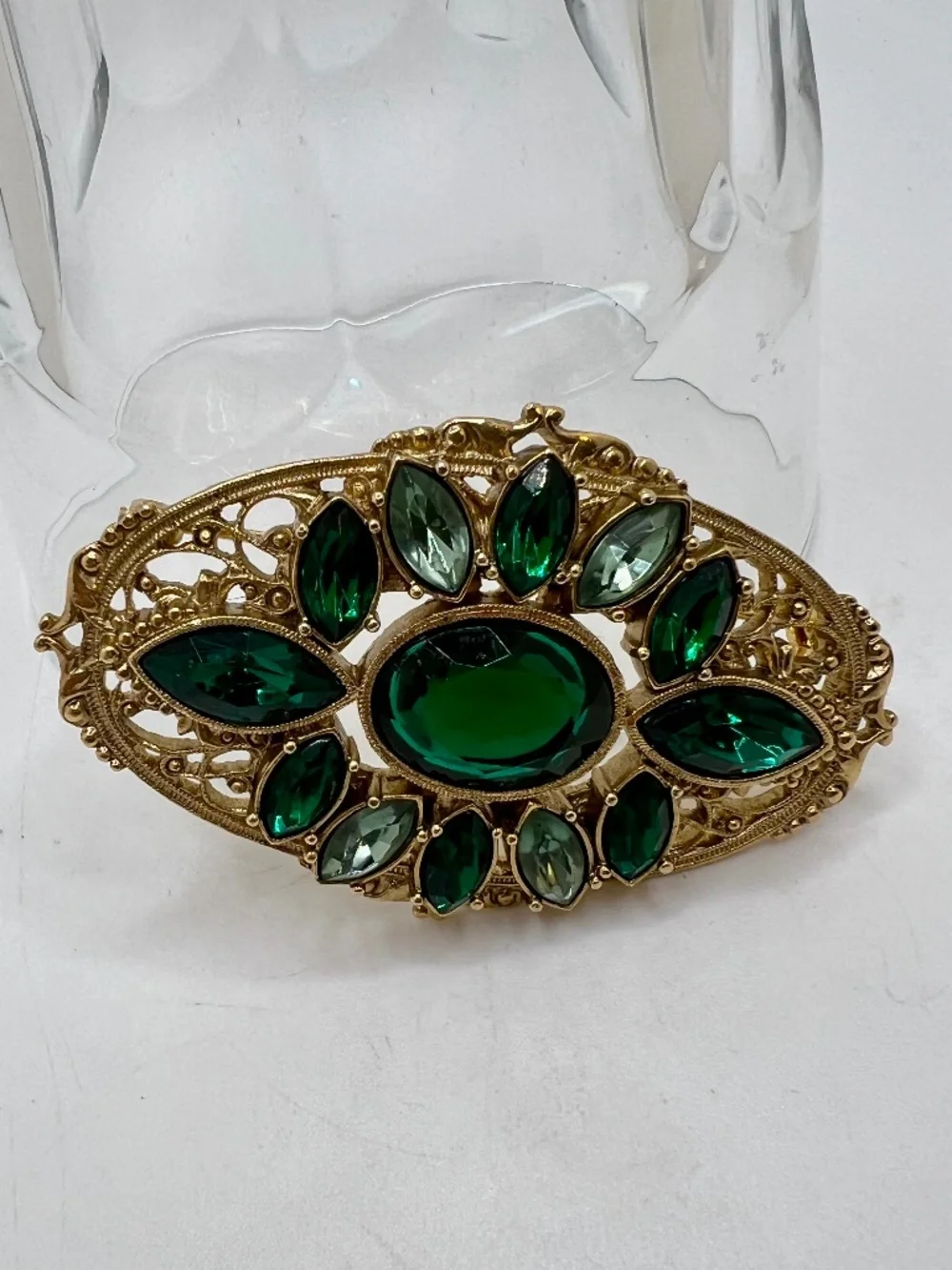 1928 Brand Green Glass Edwardian Brooch